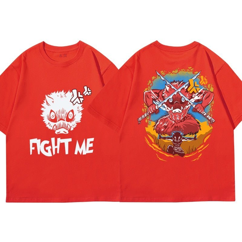 Anime Demon Slayer Kimetsu No Yaiba Funny Boar Head Inosuke T Shirt - KataMoon