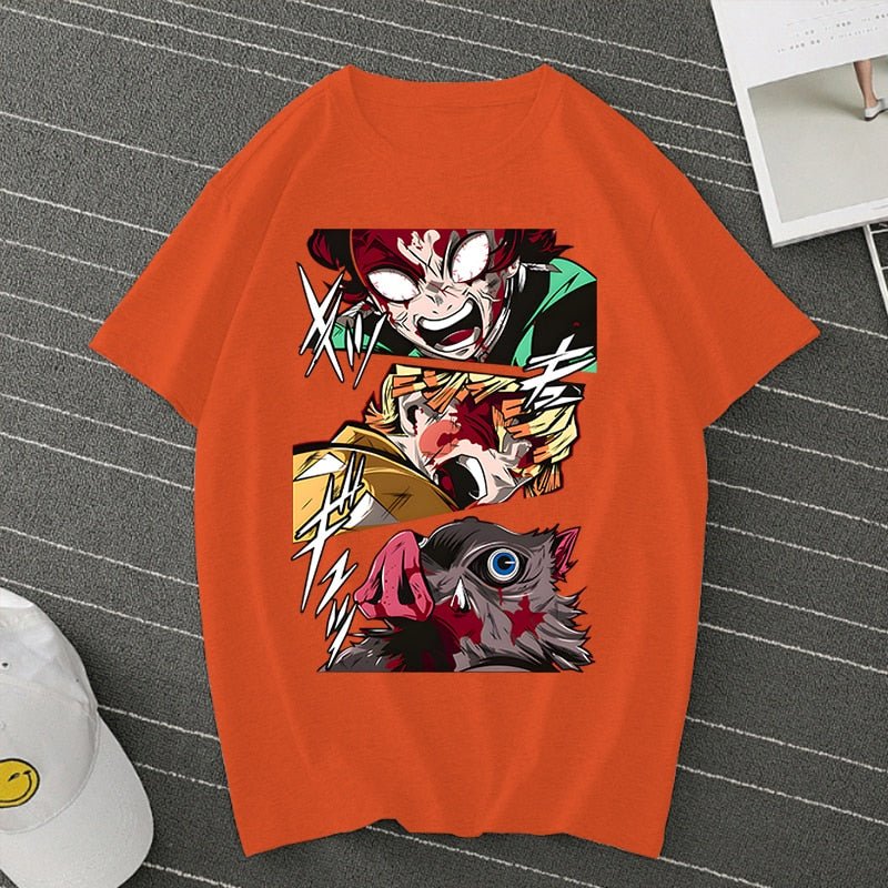 Demon Slayer Kamado Tanjirou Agatsuma Zenitsu Inosuke T Shirt - KataMoon