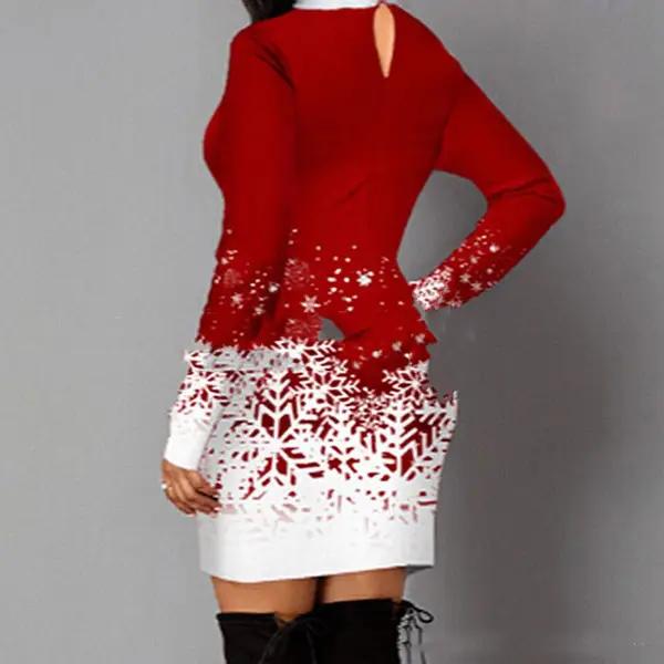Christmas Printed Long Sleeve Sweatshirt Dress - DS0013