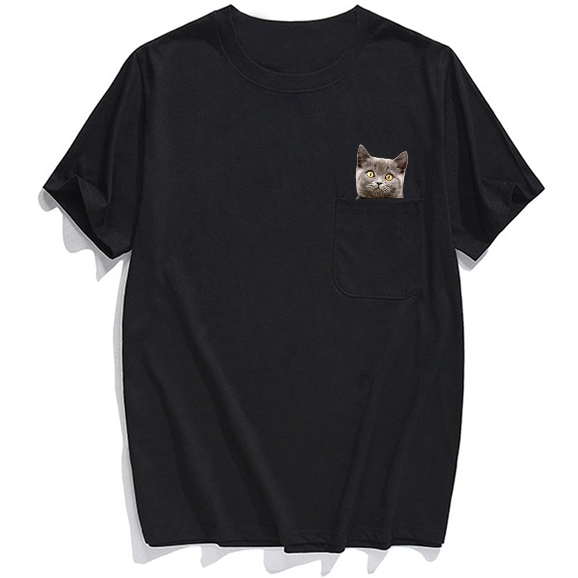 Funny Cat In Pocket Stickers The finger T shirt - KataMoon