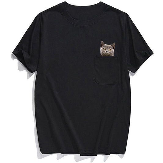 Funny Cat In Pocket Stickers The finger T shirt - KataMoon