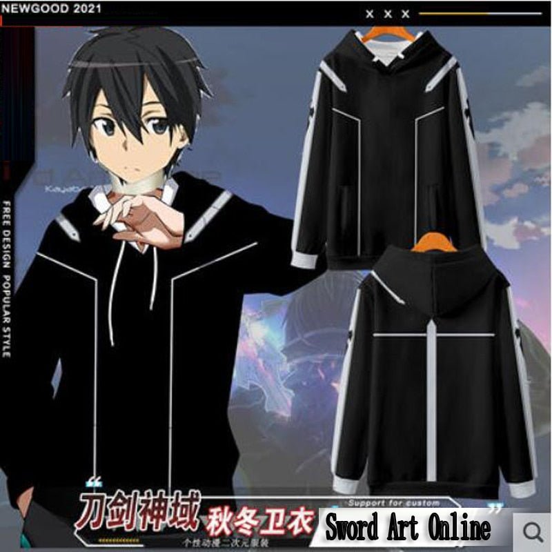 Sword Art Online SAO Kirito Kirigaya Kazuto Cosplay Zip Hoodie - KataMoon