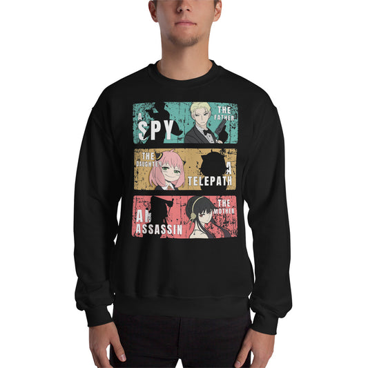 Spy X Family Father Mother Daughter Forger Family Sweatshirt Black