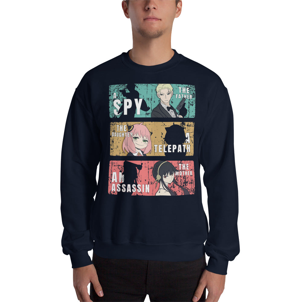 Spy X Family Father Mother Daughter Forger Family Sweatshirt Navy