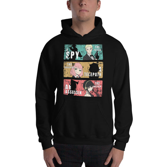 Spy X Family Father Mother Daughter Forger Family Hoodie Black