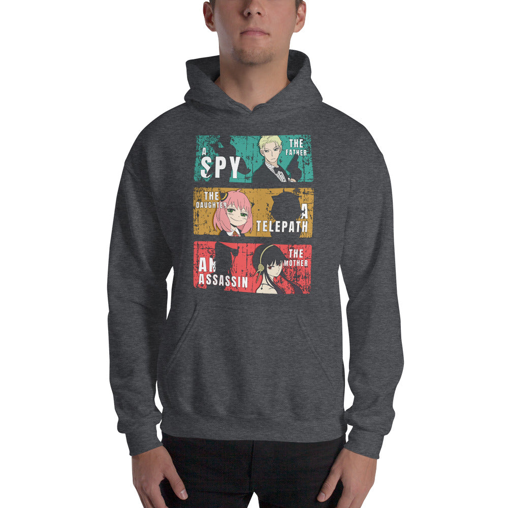 Spy X Family Father Mother Daughter Forger Family Hoodie Dark Heather