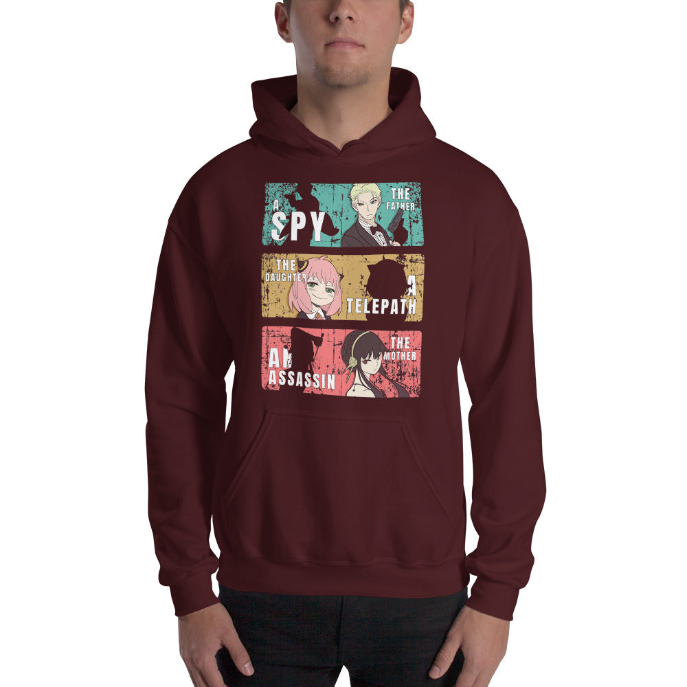 Spy X Family Father Mother Daughter Forger Family Hoodie Maroon