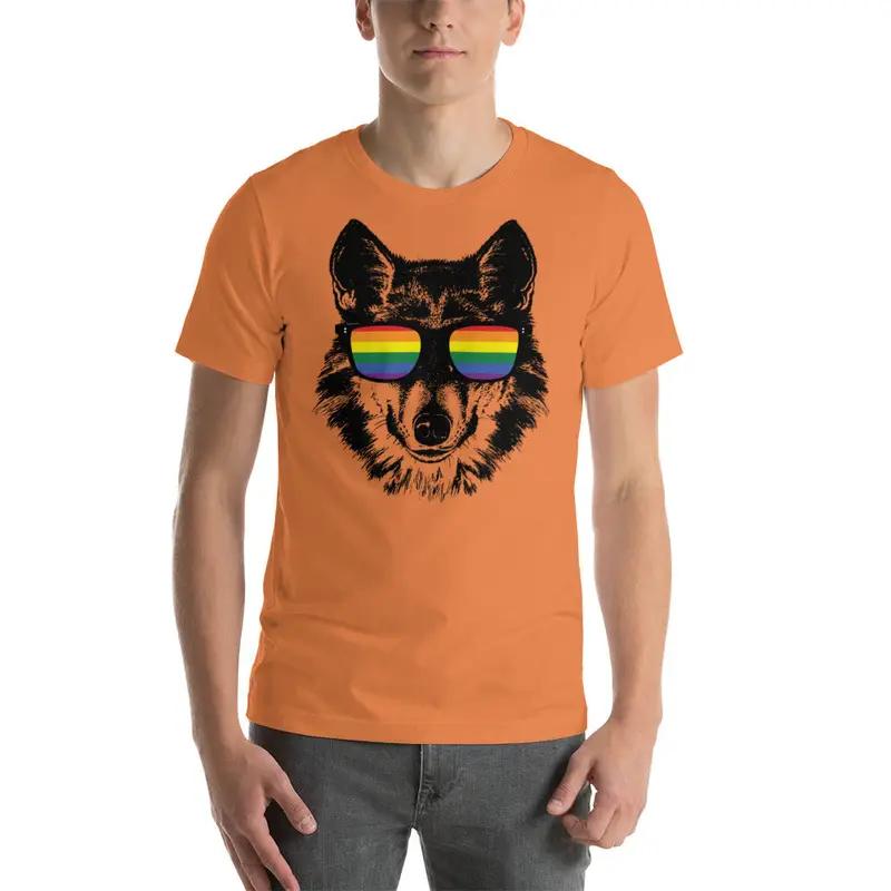 LGBT Pride Rainbow Wolf Sunglasses T Shirt - KM0052TS