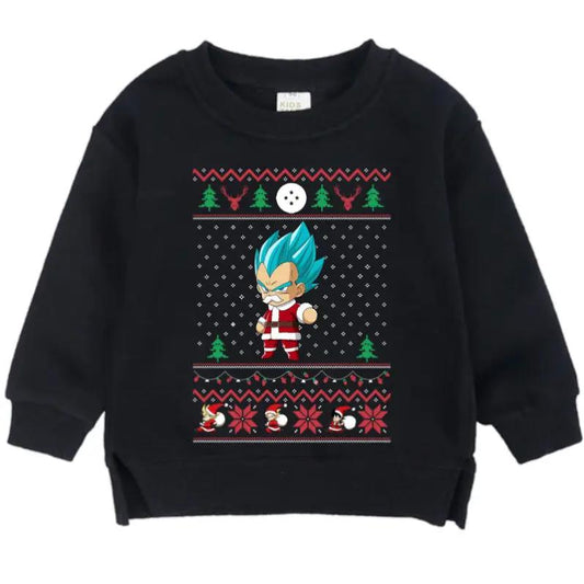 Christmas Dragon Ball Super Saiyan God Vegeta Kid Sweatshirt - KSW0030